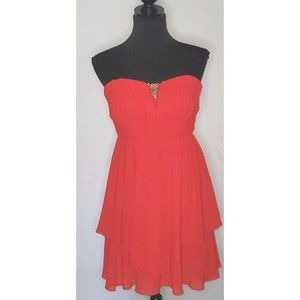 New Sequin Hearts Strapless Red Dress Prom Evening Homecoming Size 7 NWT